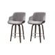 Artiss 2x Bar Stools Swivel Velvet Padded 70cm Bentwood Solid Wood Grey with Chrome Footrest and Contoured Backrest Artiss 2x Bar Stools Swivel Velvet Padded 70cm Bentwood Solid Wood Grey with Chrome Footrest and Contoured Backrest