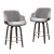 Artiss 4x Velvet Swivel Bar Stools 70cm Grey Padded Seat Solid Wood Frame with Chrome Footrest and Backrest