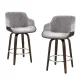 Artiss 4x Velvet Swivel Bar Stools 70cm Grey Padded Seat Solid Wood Frame with Chrome Footrest and Backrest