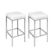 Artiss 2x Bar Stools - White PU Leather, Padded Seat, Chrome Steel Legs, 36x36x69cm, Modern Kitchen Seating, Set of 2