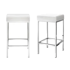 Artiss 4x White Leather Bar Stools - PU Padded Seats, Chrome Steel Legs, 36x36x69cm, Modern Design, 1-Year Warranty