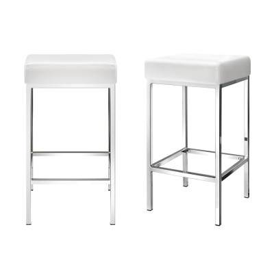 Artiss 4x White Leather Bar Stools - PU Padded Seats, Chrome Steel Legs, 36x36x69cm, Modern Design, 1-Year Warranty