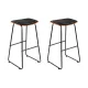 Artiss Set of 2 Bar Stools - PU Leather Padded Seat, 76cm Wooden & Metal Frame, Stylish Footrest, Anti-Slip Feet