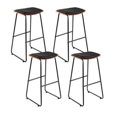 Artiss Set of 4 Bar Stools 76cm Faux Leather Padded Seat, Solid Timber Base, Metal Frame, Wooden & Black