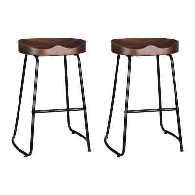 Artiss Bar Stools Pinewood Tractor Seat 65cm Black Legs Vintage Industrial Design Retro Style Pair 1-Year Warranty Artiss Bar Stools Pinewood Tractor Seat 65cm Black Legs Vintage Industrial Design Retro Style Pair 1-Year Warranty