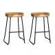 Artiss 2x Tractor Bar Stools with Vintage Pine Wood Seat, Heavy Duty Steel Base, 65cm - Industrial Retro Design
