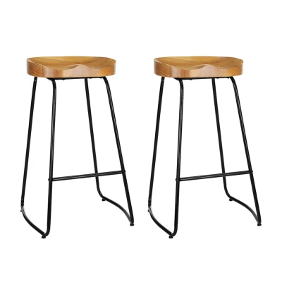 Artiss 2x Bar Stools Tractor Seat 75cm - Vintage Industrial Design, Elm Pine Wood, Heavy Duty Steel, Anti-Slip Base Artiss 2x Bar Stools Tractor Seat 75cm - Vintage Industrial Design, Elm Pine Wood, Heavy Duty Steel, Anti-Slip Base
