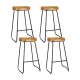 Artiss 4x Bar Stools 75cm Tractor Seat - Vintage Industrial Design, Heavy Metallic Finish, Pine Wood, Black Legs