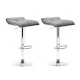 Artiss 2x Bar Stools: Grey Linen Fabric, Foam Padding, 360° Swivel, Adjustable Height, Chrome Finish, Floor Protector
