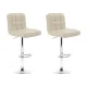 Artiss 2x Bar Stools Beige PU Leather, Gas Lift, Chequered Backrest, 360° Swivel, Height Adjustable, 150kg Capacity