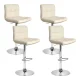 Artiss Set of 4 Bar Stools Beige PU Leather, Gas Lift Adjustable Height, Chrome Base, 360° Swivel, 150kg Capacity