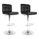 Artiss 2x Bar Stools Black PU Leather, Gas Lift, Chrome Finish, 360° Swivel, 68-81cm Adjustable Height, Chequeered Design