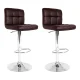 Artiss 2x Bar Stools - Chocolate PU Leather, Adjustable Gas Lift, 360° Swivel, Chrome Finish, 68-81cm Seat Height