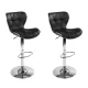 Artiss 2x Black Bar Stools - PU Leather, Chrome Base, Gas Lift, 88-108cm Height Adjustable, Set of 2 Premium Comfort