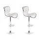 Artiss 2x White Bar Stools, Gas Lift PU Leather, Chrome Finish, 94-114cm Adjustable Height, Swivel Design, Steel Base