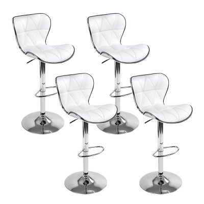 Artiss Set of 4 White Bar Stools Gas Lift Swivel PU Leather Seat Adjustable Height Chrome Steel Base Modern Artiss Set of 4 White Bar Stools Gas Lift Swivel PU Leather Seat Adjustable Height Chrome Steel Base Modern