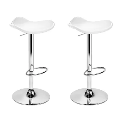 Artiss 2x White Bar Stools - PU Leather, Gas Lift, 360° Swivel, Chrome Base, Height Adjustable, Floor Protector Artiss 2x White Bar Stools - PU Leather, Gas Lift, 360° Swivel, Chrome Base, Height Adjustable, Floor Protector