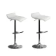 Artiss Sena 2x Adjustable Gas Lift Bar Stools in White - PU Leather, Chrome Finish, 360° Swivel, Scratch-Proof Base