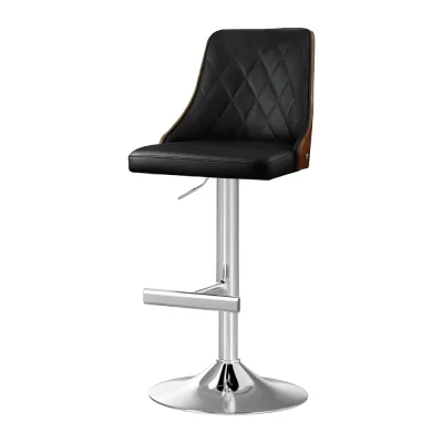 Artiss Black Leather Bar Stool, Bentwood Swivel, Adjustable 95-117cm, Anti-Slip, 150kg Capacity, Easy Assembly Artiss Black Leather Bar Stool, Bentwood Swivel, Adjustable 95-117cm, Anti-Slip, 150kg Capacity, Easy Assembly