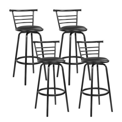 Artiss Set of 4 Swivel Bar Stools Black PU Leather Padded Seat 75cm Height Metal Frame for Kitchen or Bar Artiss Set of 4 Swivel Bar Stools Black PU Leather Padded Seat 75cm Height Metal Frame for Kitchen or Bar