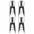 4x Artiss Metal Bar Stools with Wooden Seat, 76cm, Industrial Retro Kitchen Counter Stools, Black and Walnut