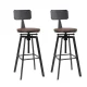 Artiss Bar Stools 2x Vintage Metal and Elm Wood Swivel Chairs, Adjustable Height 63.5–79.5cm, Black Frame