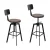Artiss 4x Angus Adjustable Bar Stools with Backrest, Elm Wood Seat, 360° Swivel, Metal Frame, 63.5-79.5cm Height