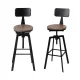 Artiss 4x Angus Adjustable Bar Stools with Backrest, Elm Wood Seat, 360° Swivel, Metal Frame, 63.5-79.5cm Height