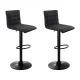 Artiss 2x Bar Stools Black - Gas Lift, Faux-Linen Fabric, High Density Foam, 360° Swivel, Adjustable Height, Set of 2