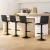 Artiss 4x Black Bar Stools Set - Gas Lift, 360° Swivel, Faux-Linen, High-Density Foam, Adjustable Height 88-108cm