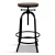 Artiss Adjustable Bar Stool - Elm Wood Seat, Steel Frame, Swivel Design, 70-90cm, Industrial Style, Anti-Slip Base