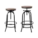 Artiss 4x Adjustable Bar Stools - Elm Wood Seat, Steel Frame, 70-90cm Height, Swivel Design, Industrial Vintage Style