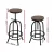 Artiss 4x Adjustable Bar Stools - Elm Wood Seat, Steel Frame, 70-90cm Height, Swivel Design, Industrial Vintage Style