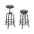 Artiss 4x Adjustable Bar Stools - Elm Wood Seat, Steel Frame, 70-90cm Height, Swivel Design, Industrial Vintage Style