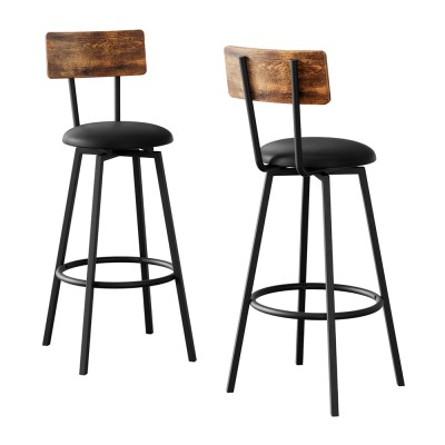 Artiss Set of 2 Industrial Bar Stools, 72cm Upholstered Seat, Steel Frame, Anti-Scratch, Black, Easy Assembly Artiss Set of 2 Industrial Bar Stools, 72cm Upholstered Seat, Steel Frame, Anti-Scratch, Black, Easy Assembly