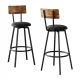 Artiss Set of 2 Industrial Bar Stools, 72cm Upholstered Seat, Steel Frame, Anti-Scratch, Black, Easy Assembly