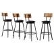 Artiss Set of 4 Industrial Bar Stools, 72cm Black Steel Frame, Upholstered Seat, Anti-Scratch, Easy Assembly