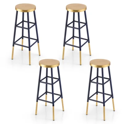Artiss 4x Bar Stools Metal Gold Navy - Stylish Two-Tone Design, Sturdy 120kg Capacity, 76cm Seat Height, Easy Assembly
