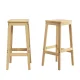 Artiss 2x Bar Stools 70cm Rubber Wood and Rattan Kitchen Chairs with Footrest, Anti-Slip, Easy Assembly, Natural