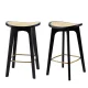 Artiss Set of 2 Bamboo Rattan Bar Stools – Black, 67cm, Anti-Slip, Gold Footrest, Easy Assembly, 120kg Capacity
