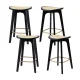 Artiss 4x Rattan Bar Stools - Bamboo Frame, Black Two-Tone, 67cm Seat, Anti-Slip, 120kg Capacity, Easy Assembly