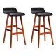 Artiss 2x Sliva Bar Stools Black 74cm – Bentwood Frame, PU Leather Upholstery, Padded Seat, Floor Protectors