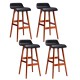 Artiss Sliva 4x Bar Stools - Black PU Leather, Bentwood Frame, 74cm Seat Height, Set of 4, Durable & Stylish Design