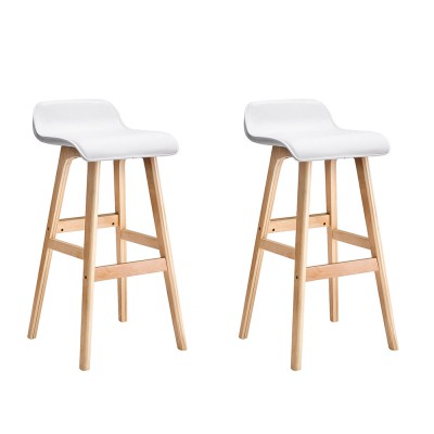 Artiss 2x Sliva Bar Stools Wooden Plywood Frame White PU Leather Upholstery 74cm Seat Foam Padded Set of 2 Artiss 2x Sliva Bar Stools Wooden Plywood Frame White PU Leather Upholstery 74cm Seat Foam Padded Set of 2