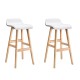 Artiss 2x Sliva Bar Stools Wooden Plywood Frame White PU Leather Upholstery 74cm Seat Foam Padded Set of 2
