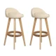 Artiss 2x Bar Stools - Beige PU Leather, Wooden Frame, 360° Swivel, Padded Seat, Floor Protectors, 36x36x79cm