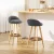 Artiss 2x Bar Stools - Grey Padded Faux-Linen Seat, Wooden Frame, 360° Swivel, 79cm Height, Rubber Floor Protectors