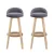 Artiss 2x Bar Stools - Grey Padded Faux-Linen Seat, Wooden Frame, 360° Swivel, 79cm Height, Rubber Floor Protectors