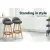 Artiss 2x Bar Stools - Grey Padded Faux-Linen Seat, Wooden Frame, 360° Swivel, 79cm Height, Rubber Floor Protectors