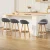 Artiss Dalvey 4x Bar Stools Grey Linen Upholstered, Padded Seat, Wooden Frame, 69cm, Rope Footrest, 360° Swivel